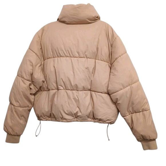 Hollister Ultimate Puffer Cropped Jacket XXL Camel Tan Windproof Packable Gorp - Picture 5 of 16